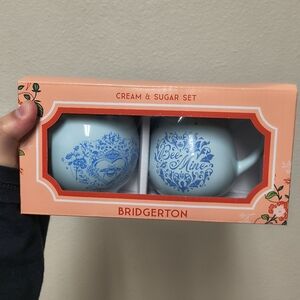 Bridgerton Blue Ceramic Cream and Sugar Kitchen 2 Piece Set Valentines Edition